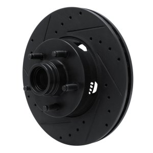 Ford Ranger Brake Rotor (1) - Front Left - R1 Concepts - Drilled & Slotted - Black - `06-`12